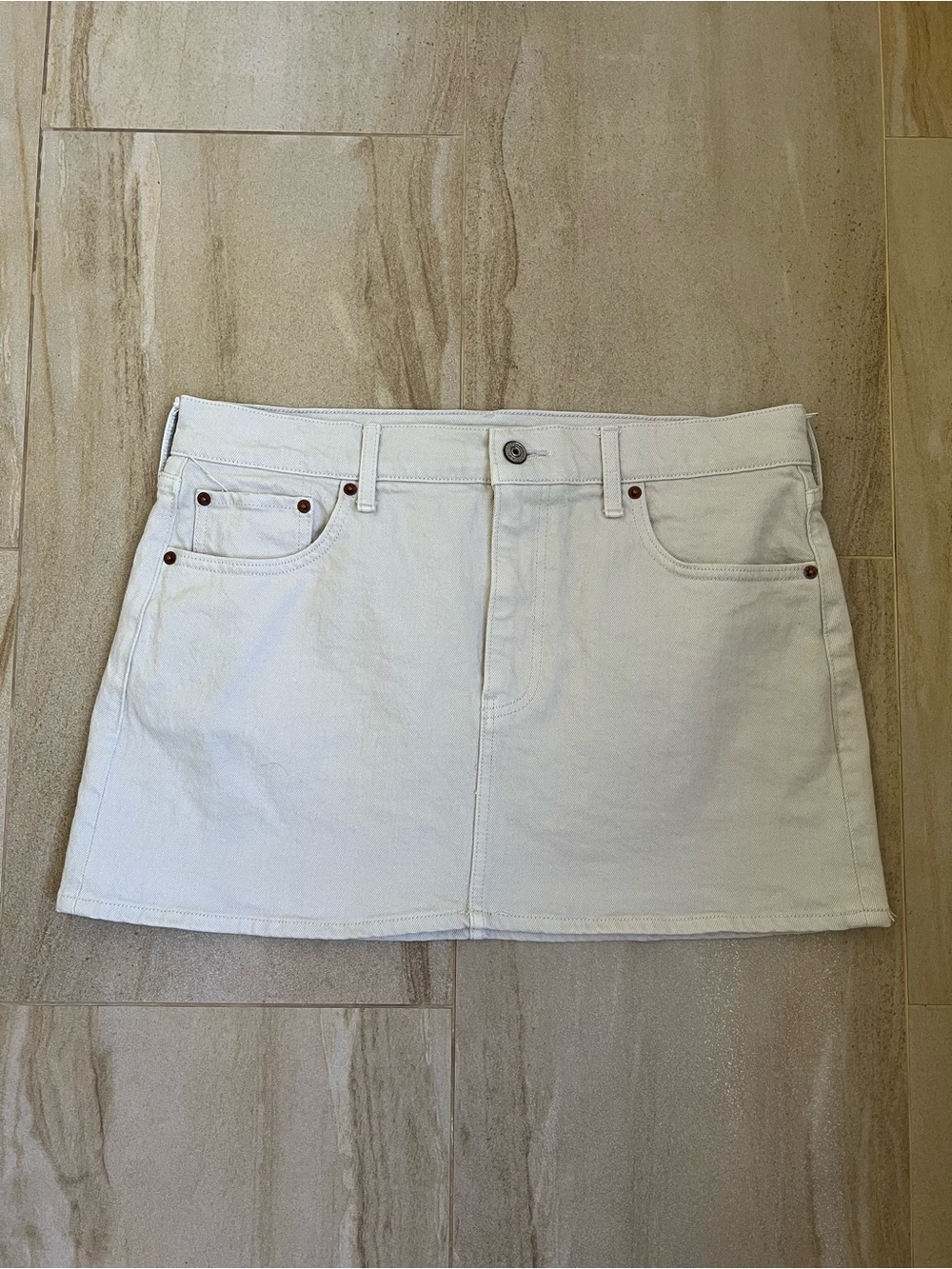 Abercrombie & Fitch Gray/Cream Denim Mini Skirt